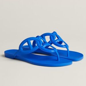 New Authentic Hermes Egerie Sandal - Size 39~ Cobalt Blue